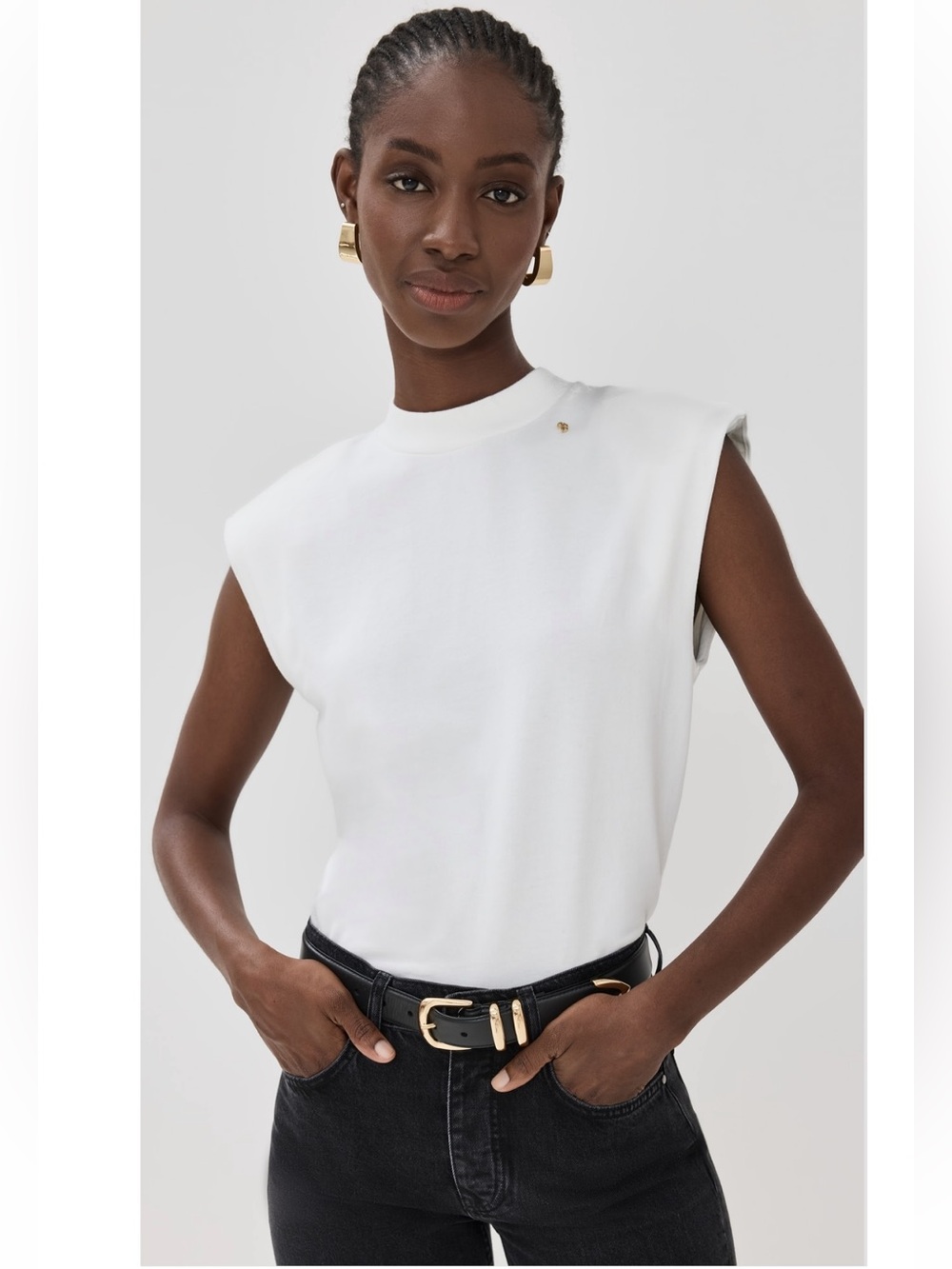 ANINE BING Auburn Padded Shoulder Tee